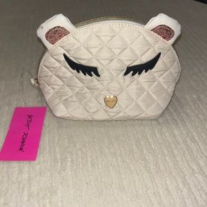 Betsy Johnson Kitsch Cosmetic  Bag white cream color.